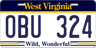 WV license plate OBU324