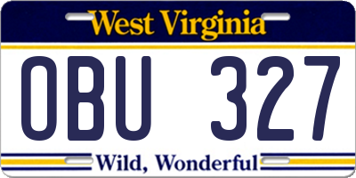 WV license plate OBU327