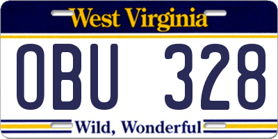 WV license plate OBU328