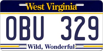 WV license plate OBU329