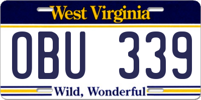 WV license plate OBU339