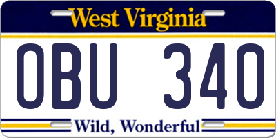 WV license plate OBU340