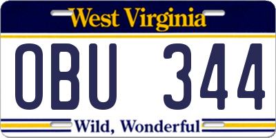 WV license plate OBU344