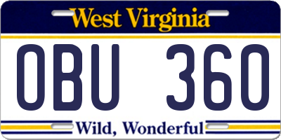 WV license plate OBU360