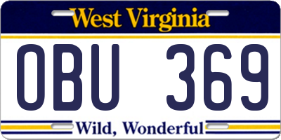 WV license plate OBU369