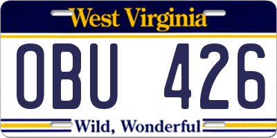 WV license plate OBU426