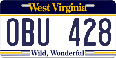 WV license plate OBU428