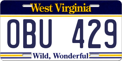 WV license plate OBU429