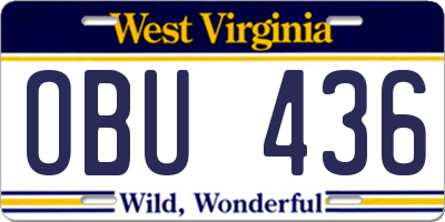 WV license plate OBU436