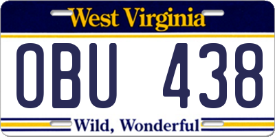 WV license plate OBU438
