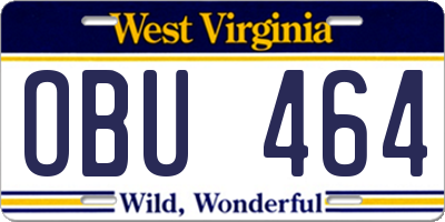 WV license plate OBU464