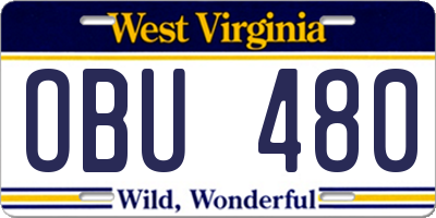 WV license plate OBU480