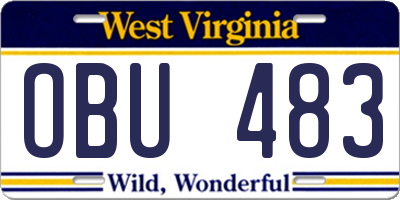 WV license plate OBU483