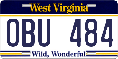 WV license plate OBU484