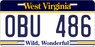 WV license plate OBU486