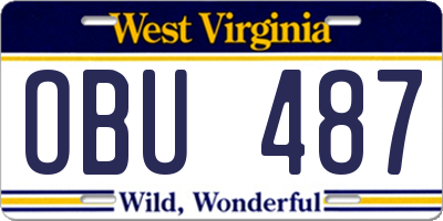WV license plate OBU487