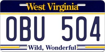WV license plate OBU504