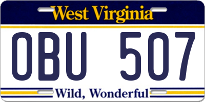 WV license plate OBU507