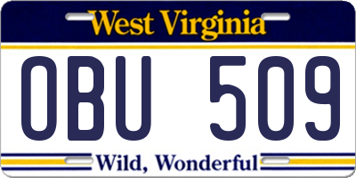 WV license plate OBU509