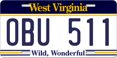 WV license plate OBU511