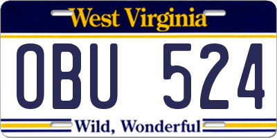 WV license plate OBU524