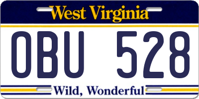 WV license plate OBU528