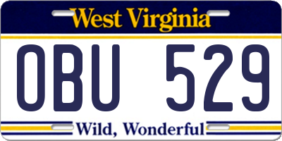 WV license plate OBU529