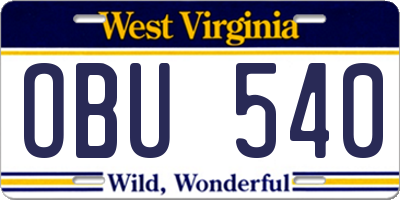 WV license plate OBU540