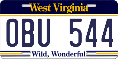 WV license plate OBU544