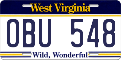 WV license plate OBU548