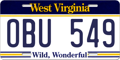 WV license plate OBU549
