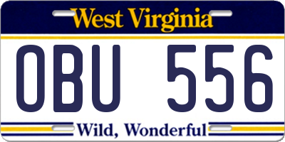 WV license plate OBU556