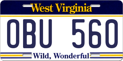 WV license plate OBU560