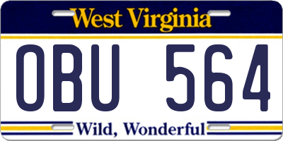WV license plate OBU564