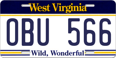 WV license plate OBU566