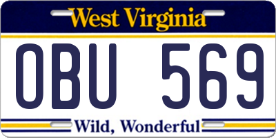 WV license plate OBU569
