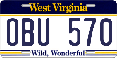 WV license plate OBU570