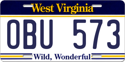 WV license plate OBU573