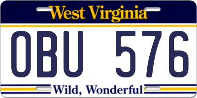 WV license plate OBU576