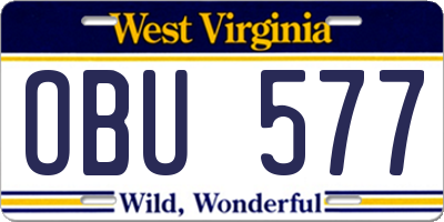 WV license plate OBU577
