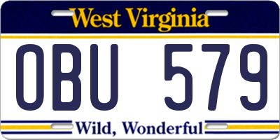 WV license plate OBU579