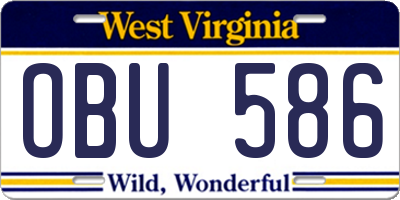 WV license plate OBU586