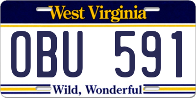 WV license plate OBU591
