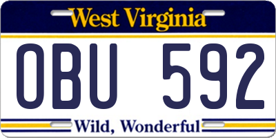 WV license plate OBU592