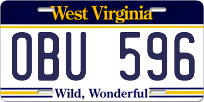 WV license plate OBU596