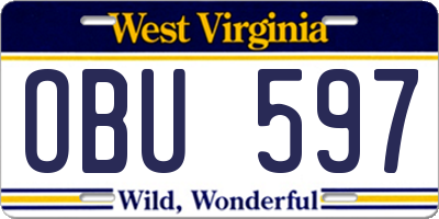 WV license plate OBU597