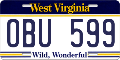 WV license plate OBU599