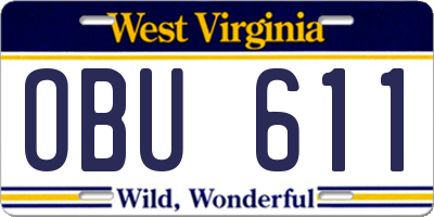 WV license plate OBU611