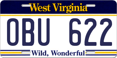 WV license plate OBU622