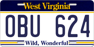 WV license plate OBU624